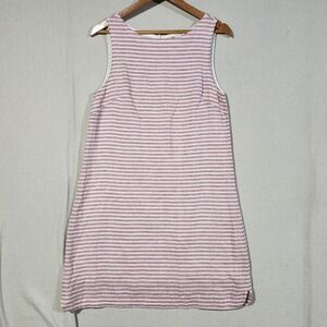 Beachlunchlounge Red White‎ Striped Linen Cotton Sleeveless Shift Dress Small